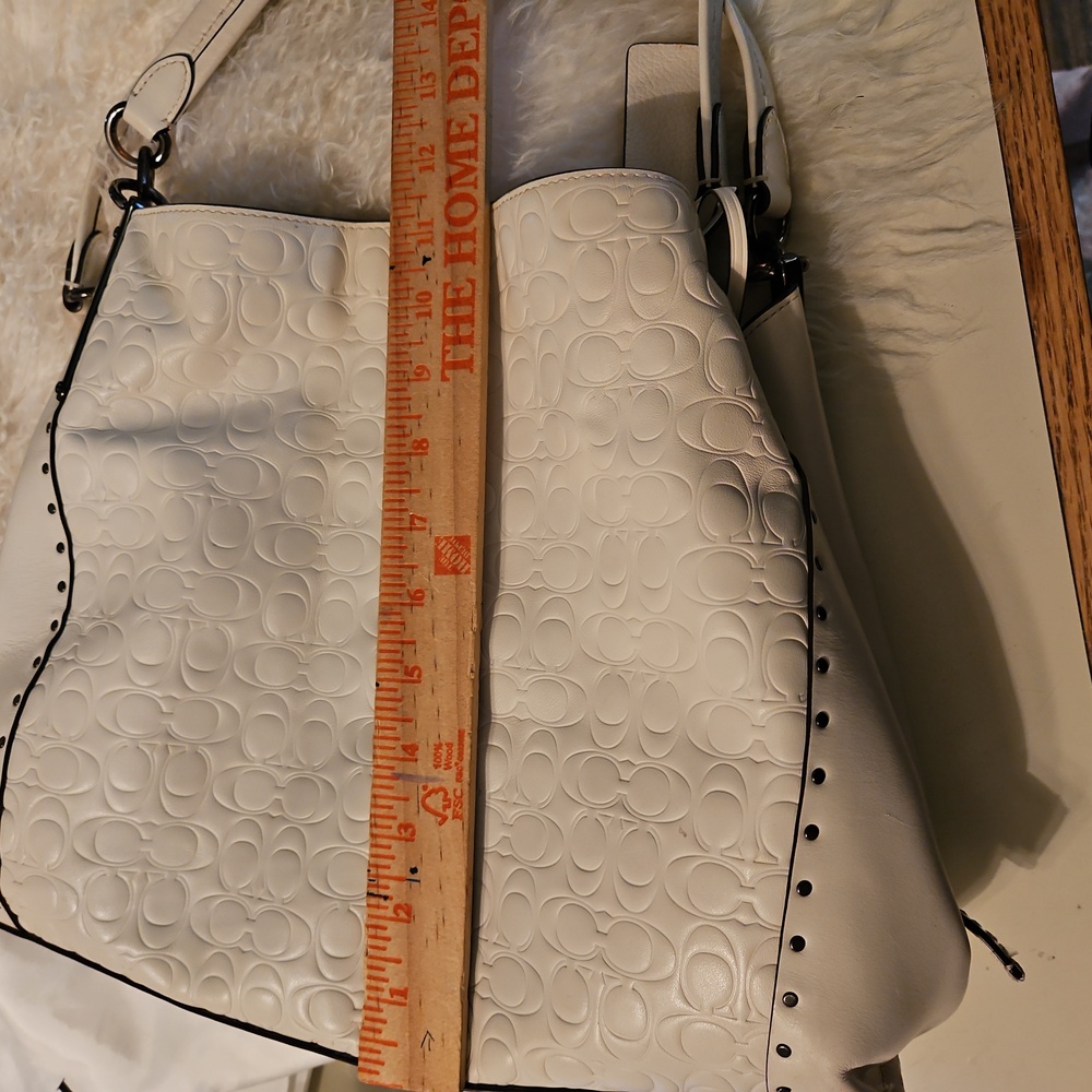 Coach EDIE Signature Embossed Handbag with Rivets - Picture 10 of 12